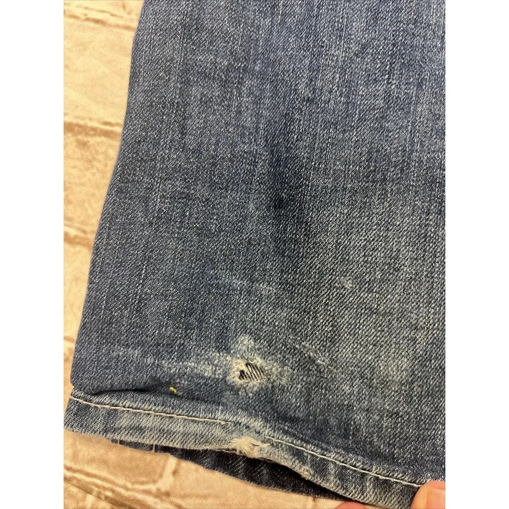 True Religion Jeans 38 X 32.5 Blue Denim Ricky Relaxed Straight Thick Stitch‎